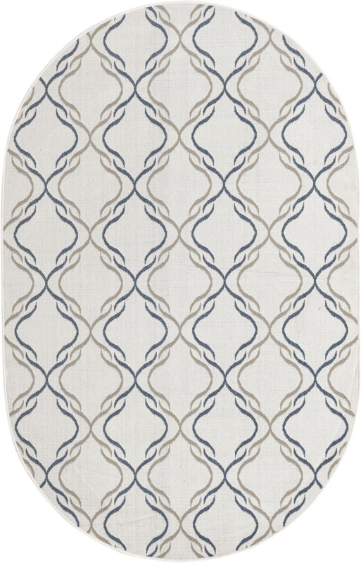 Comstock · Lattice Outdoor Rug, ivory, blue, and gray