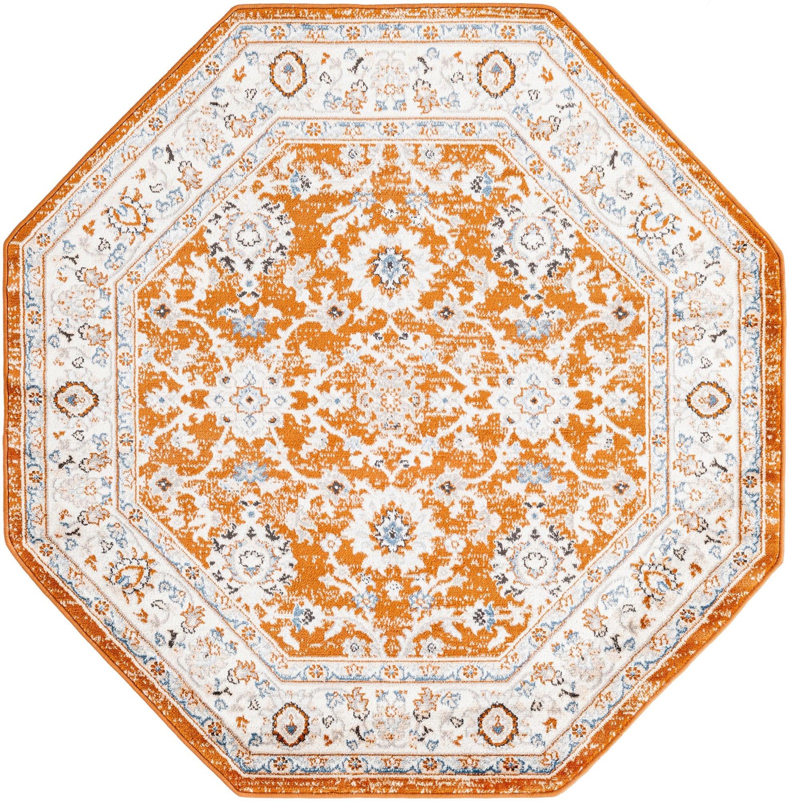 5' 3 x 5' 3 Reuben · Floral rug, rust and beige