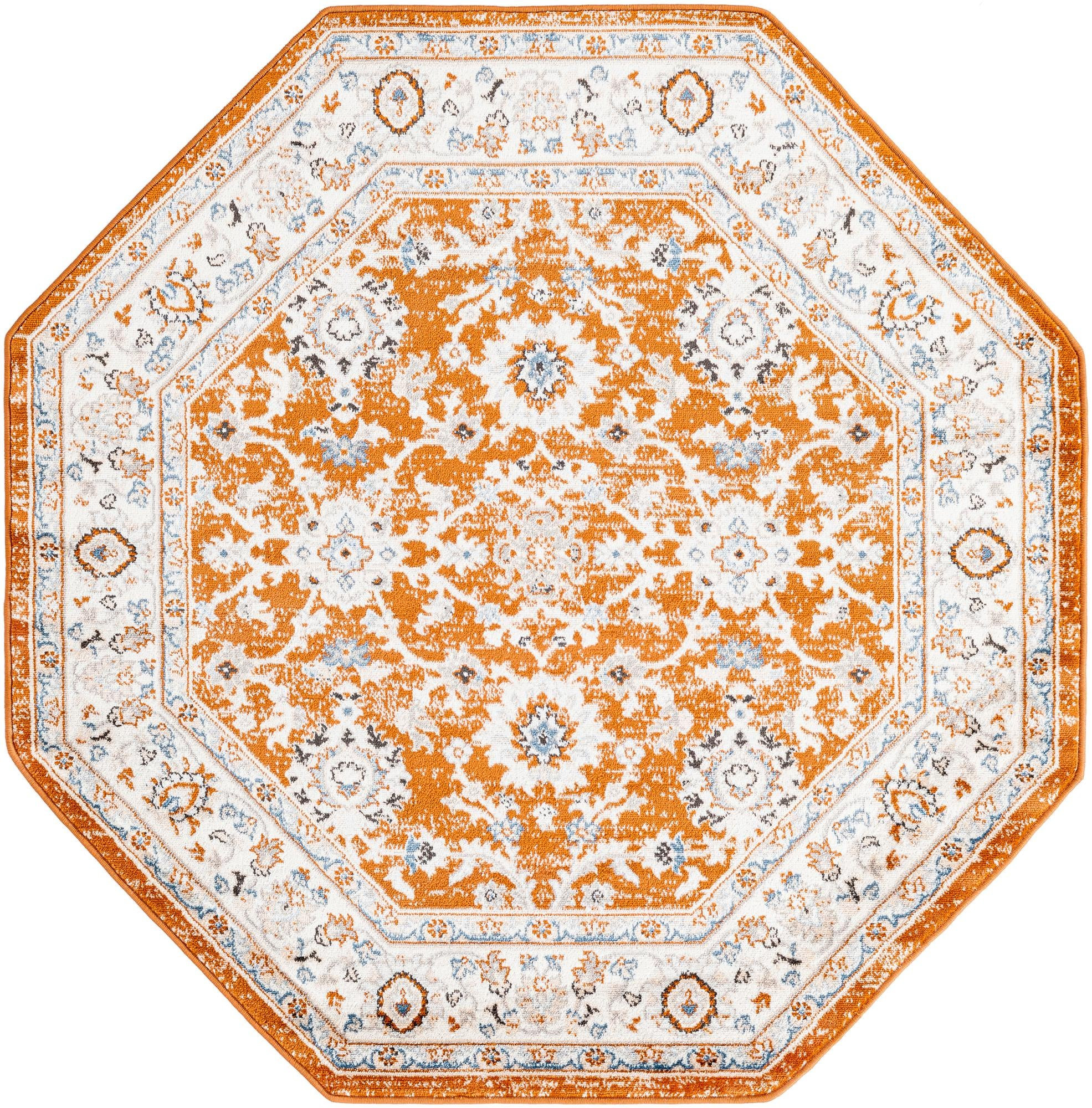 5' 3 x 5' 3 Reuben · Floral rug, rust and beige
