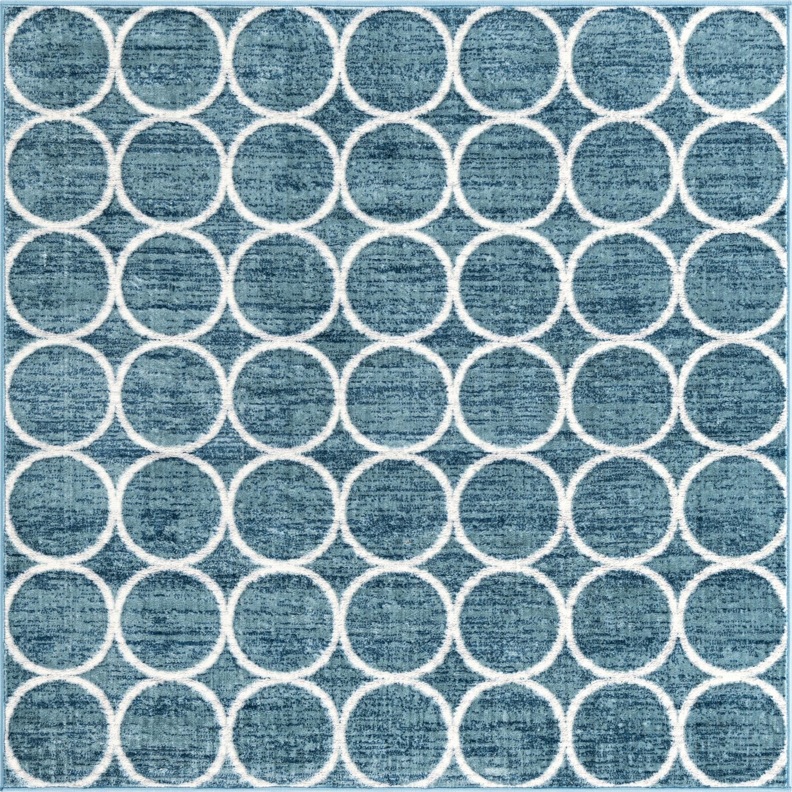 5' 3 x 5' 3 Corvallis · Geometric lattice rug, blue and ivory