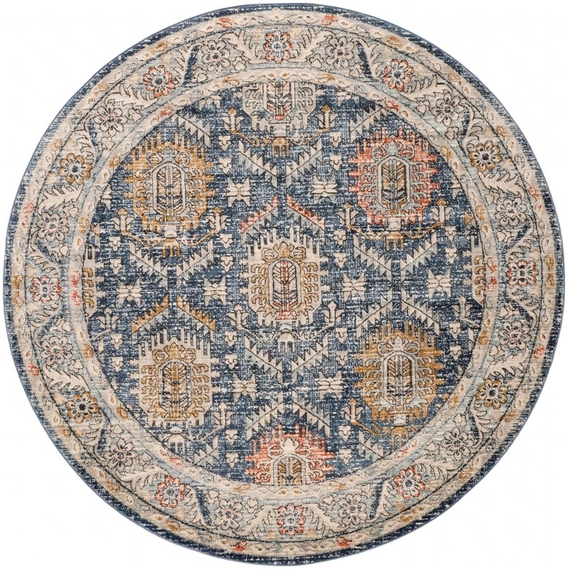 8' x 8' Bozeman · Medallion rug, blue and rust