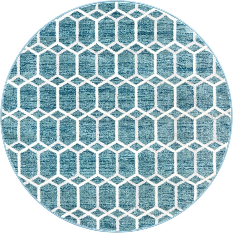 5' x 5' Babcock · Geometric rug, blue
