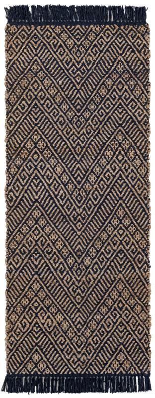Fulton · Chevron Braided Jute Rug, navy blue and white