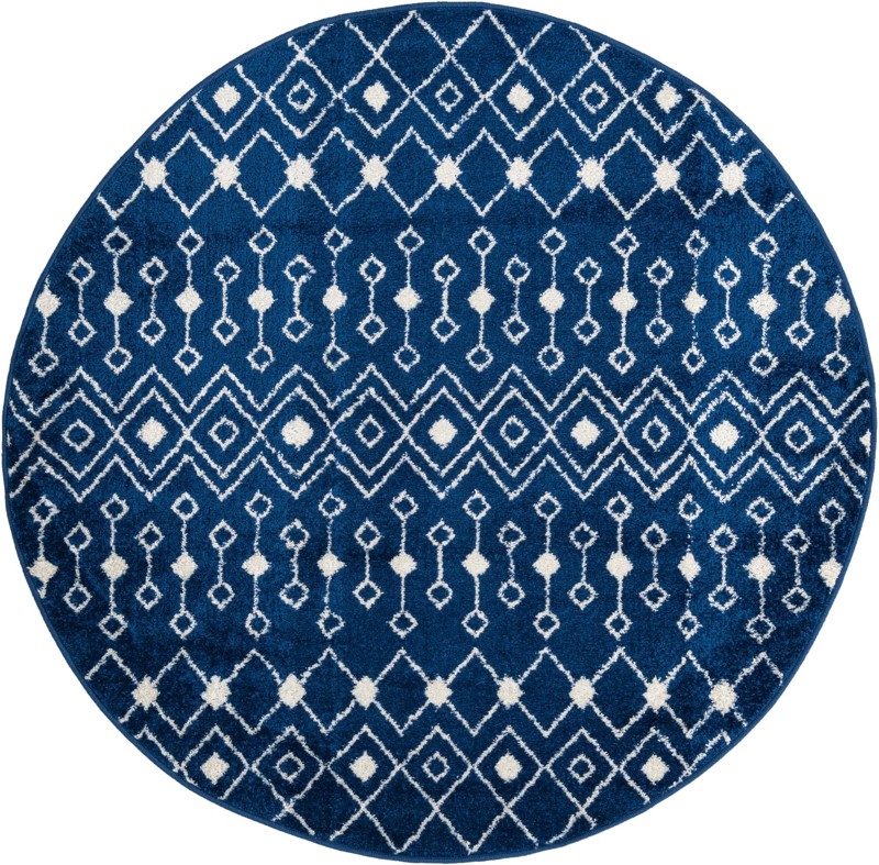 5' 3 x 5' 3 Boswell · Geometric trellis rug, navy and ivory