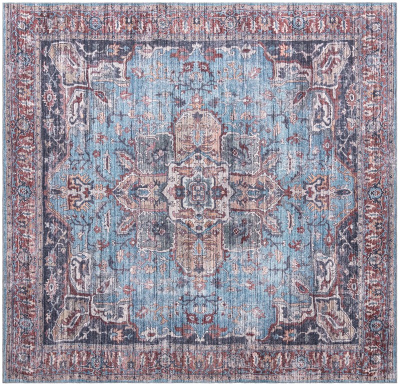 10' 6 x 10' 6 Roarke · Border Washable Rug, blue
