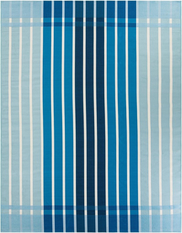 10' x 13' Lomax · Striped Outdoor Rug, shades of blue