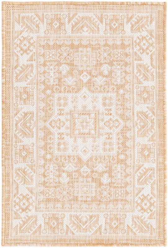 Bellamy · Geometric medallion Outdoor Rug, natural and ivory
