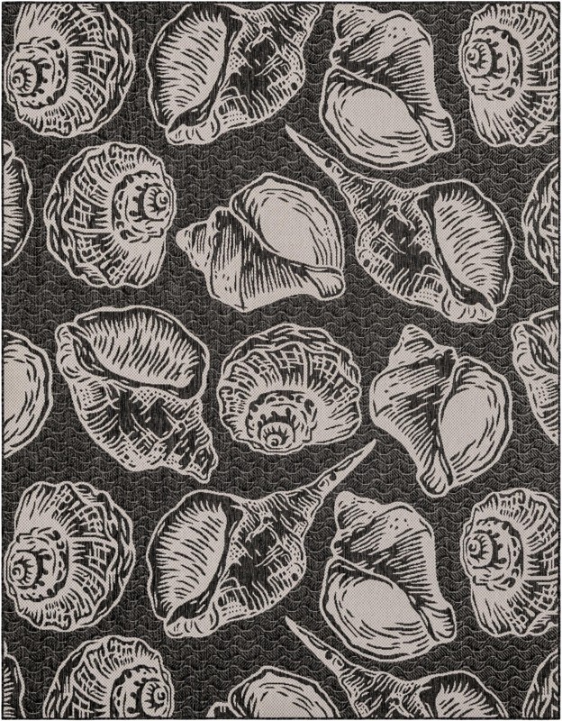 7' 10 x 10' Arcata · Seashell Outdoor Rug, black and white