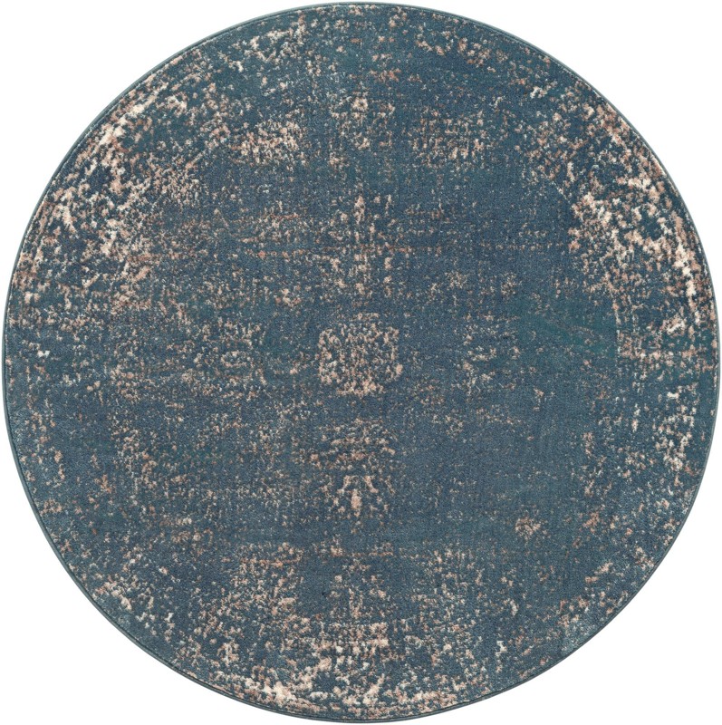 5' 3 x 5' 3 Blakemore · Distressed medallion rug, blue and ivory
