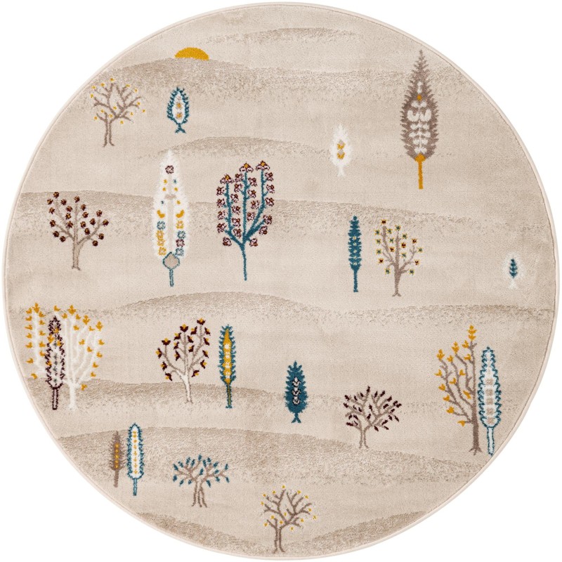 5' 3 x 5' 3 Ironwood · Floral / botanical rug, ivory
