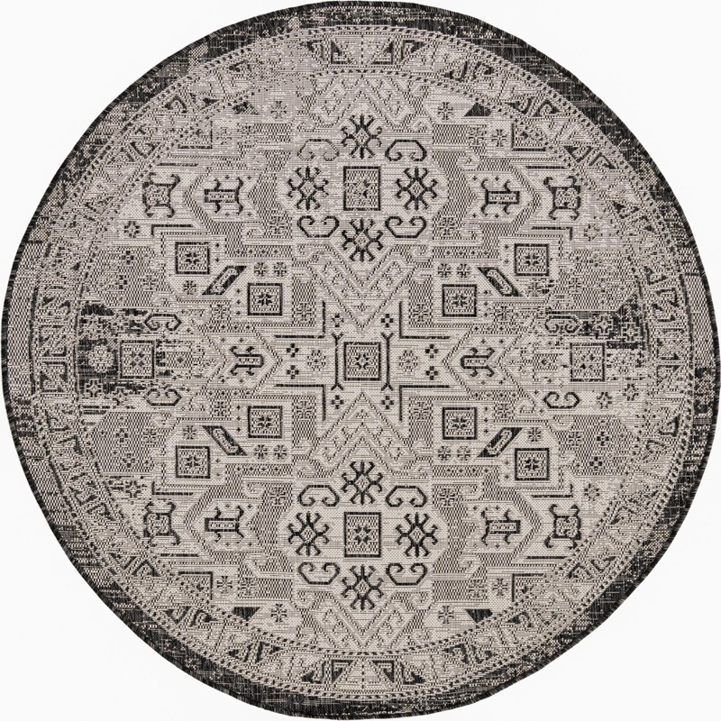 5' 3 x 5' 3 Estuary · Border Outdoor Rug, charcoal gray