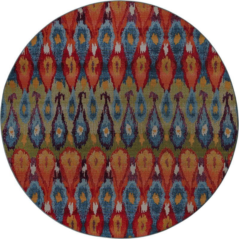 8' x 8' Lomax · Ikat teardrop Outdoor Rug, multi