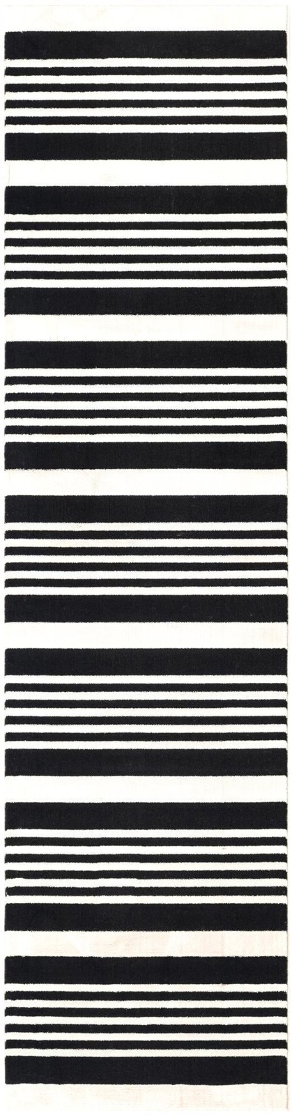 2' 3 x 8' Fern · Striped rug, black and white