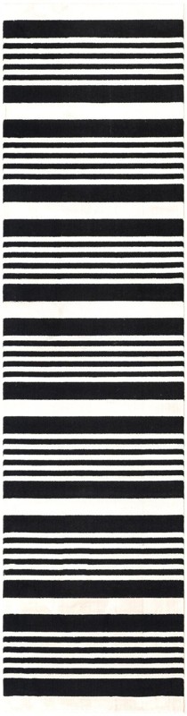 2' 3 x 8' Fern · Striped rug, black and white
