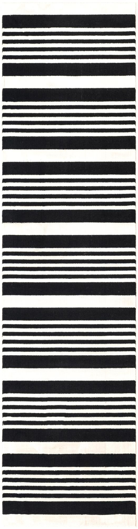2' 3 x 8' Fern · Striped rug, black and white