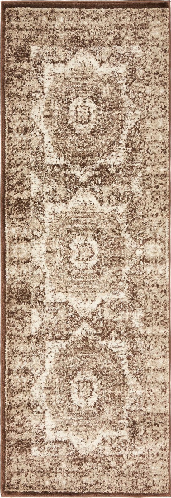2' x 6' Harley · Distressed medallion rug, chocolate and ivory