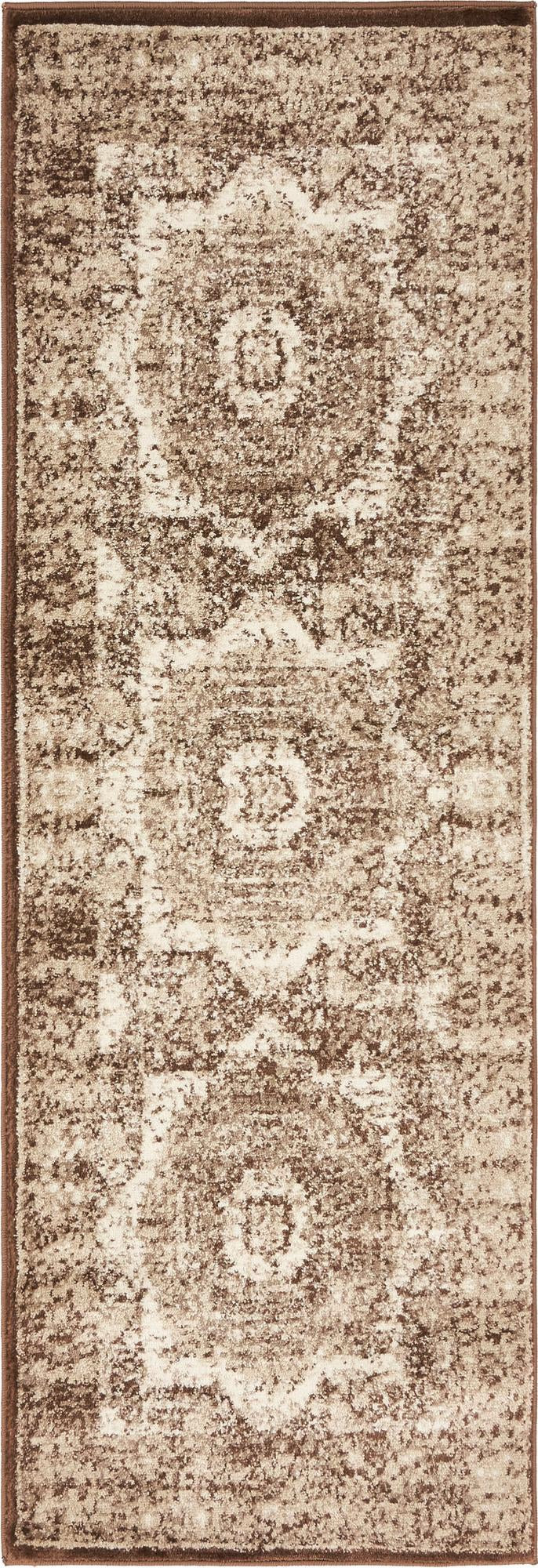 2' x 6' Harley · Distressed medallion rug, chocolate and ivory