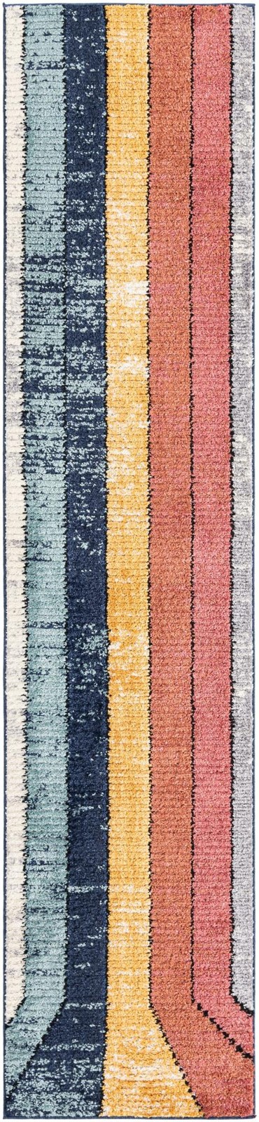 2' 7 x 12' Rosewood · Striped geometric rug, multi