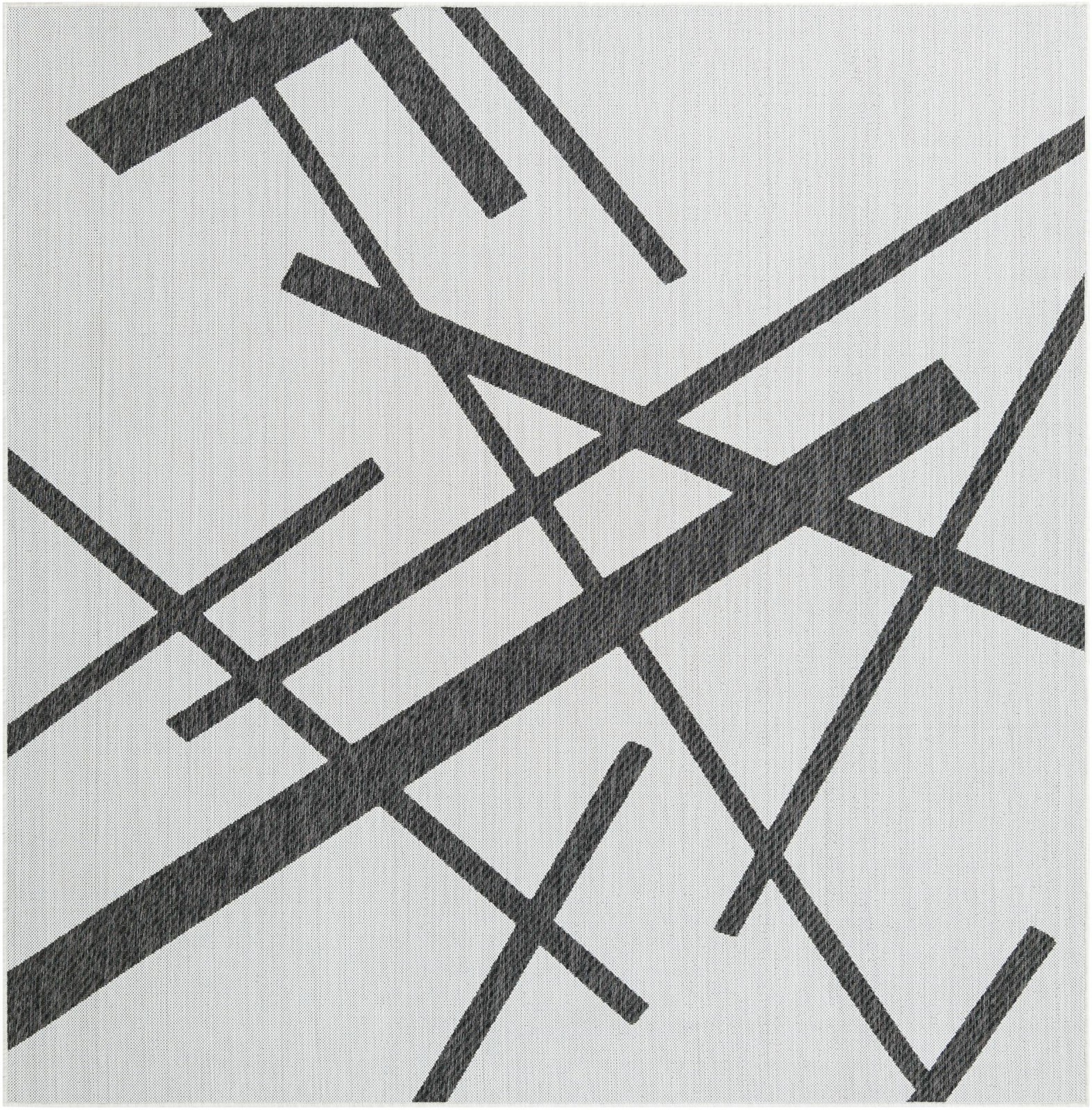 7' 10 x 7' 10 Saffron · Abstract Outdoor Rug, black and white