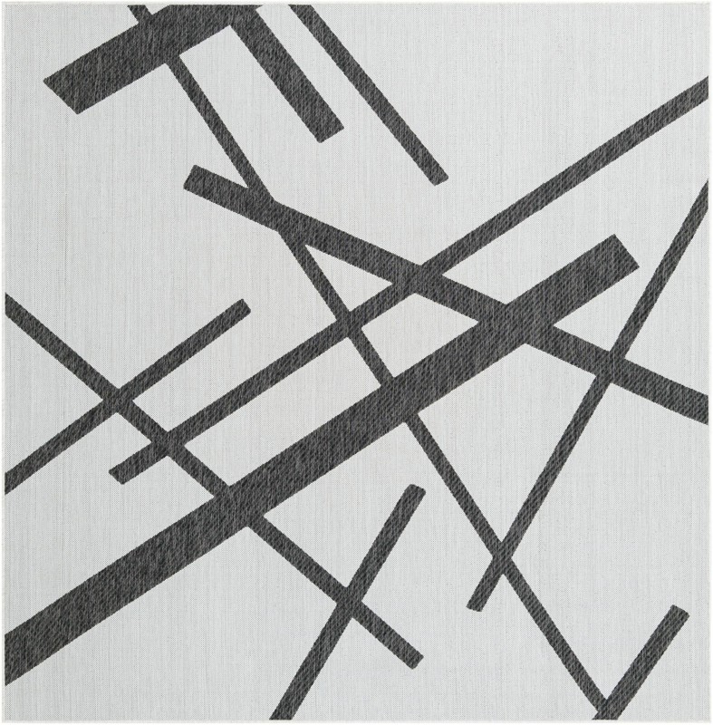 7' 10 x 7' 10 Saffron · Abstract Outdoor Rug, black and white