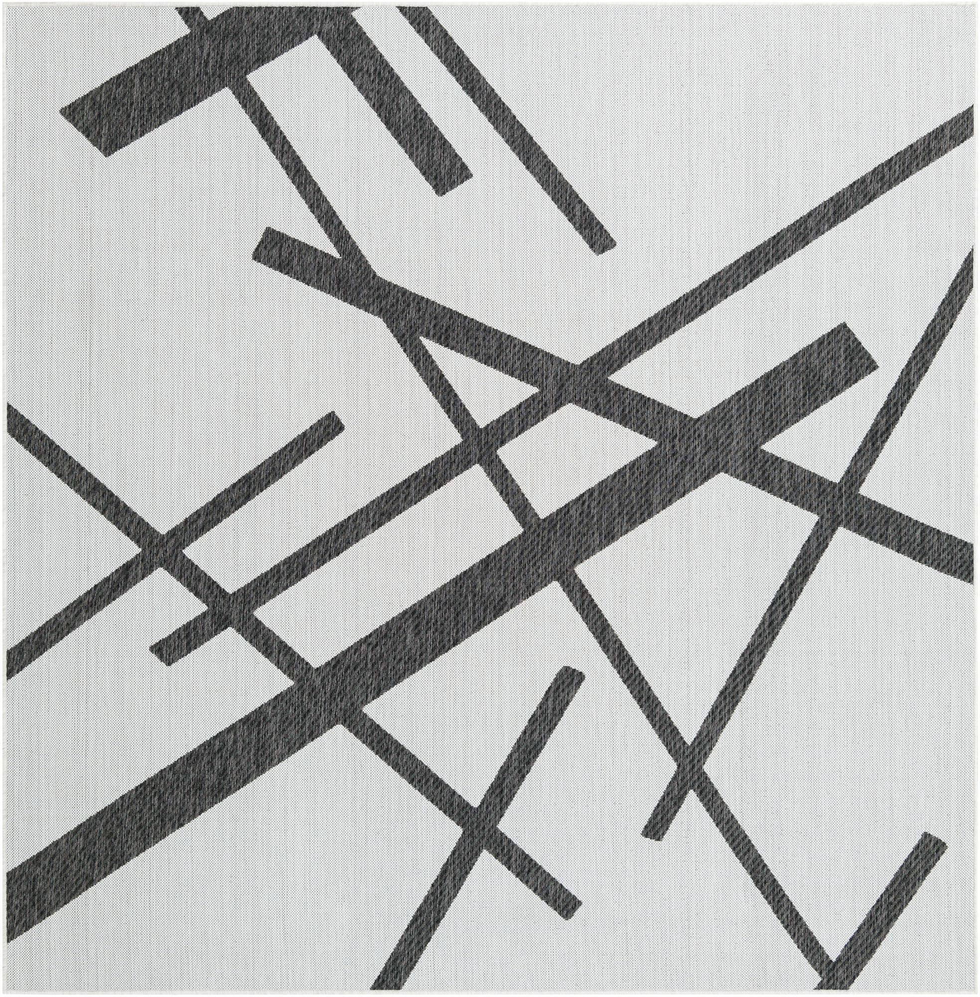 7' 10 x 7' 10 Saffron · Abstract Outdoor Rug, black and white
