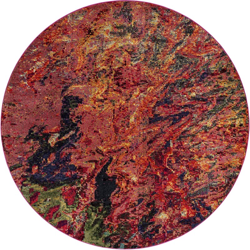 7' 10 x 7' 10 Coronado · Abstract Washable Rug, multi and red