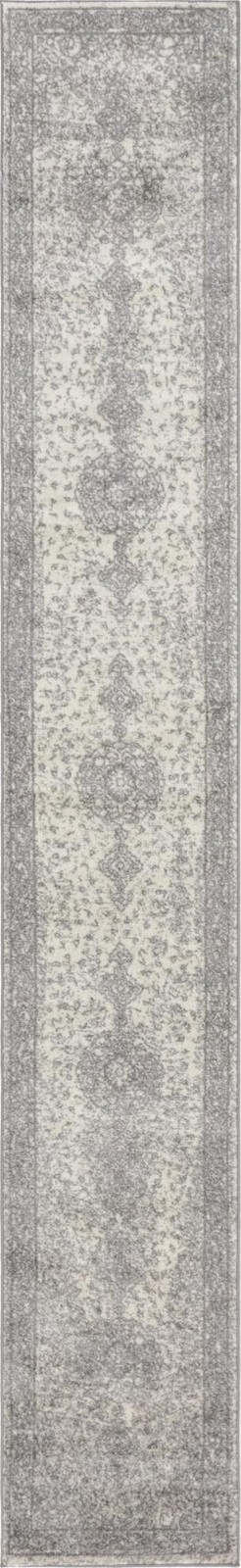 2' x 13' Eudora · Medallion rug, gray and ivory