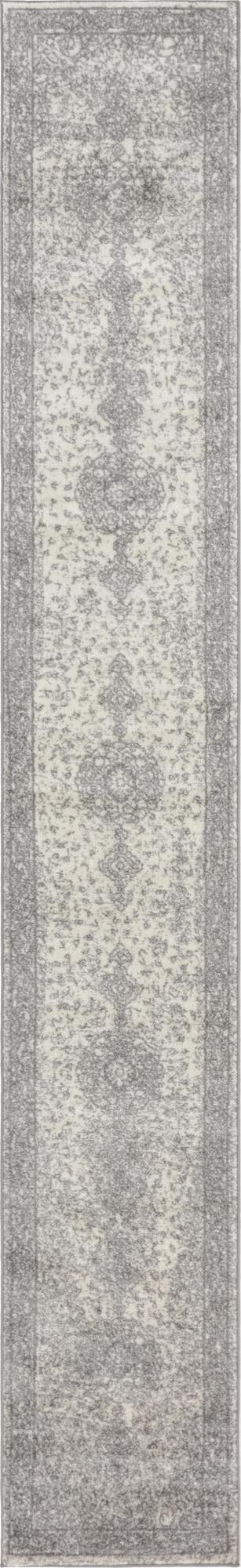 2' x 13' Eudora · Medallion rug, gray and ivory