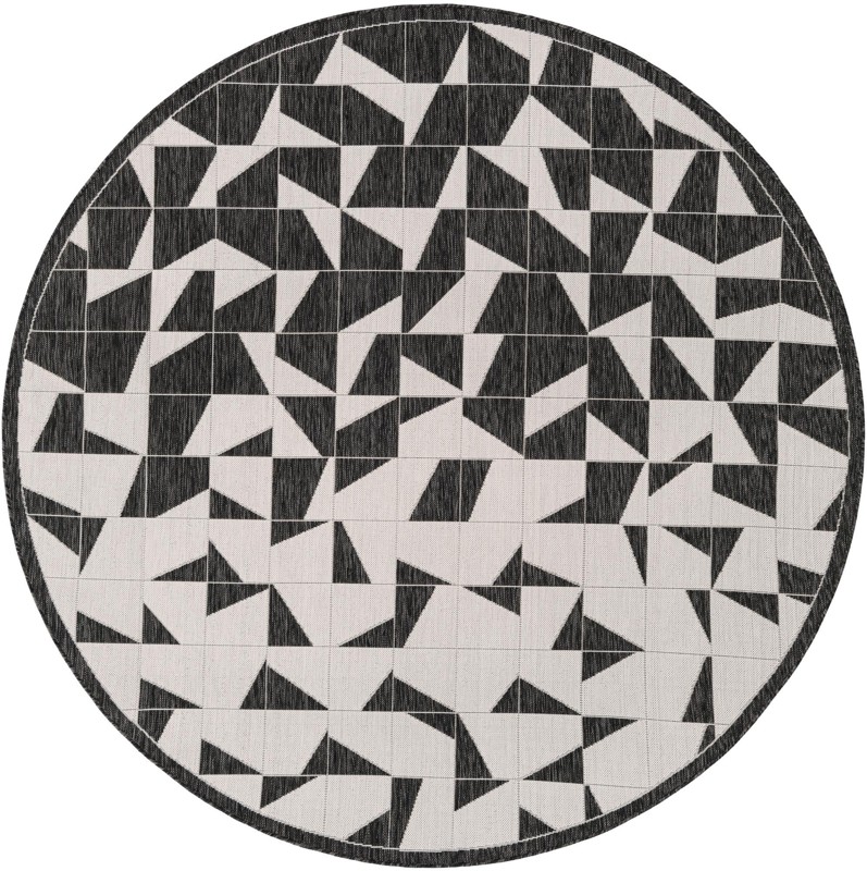 7' 10 x 7' 10 Hildreth · Geometric Outdoor Rug, black and white