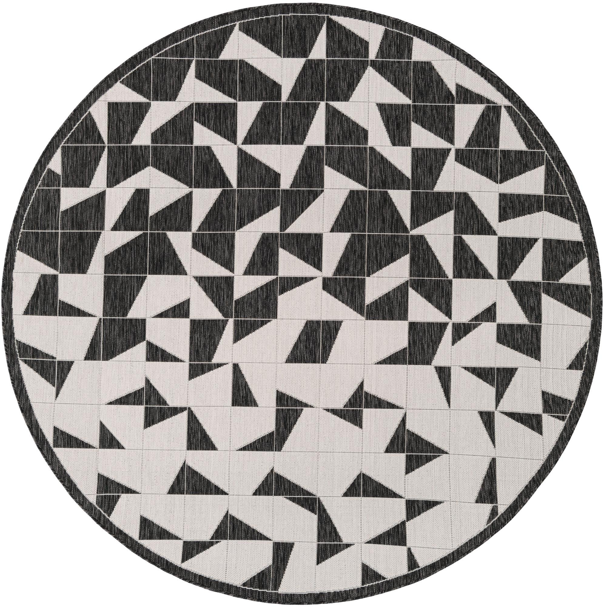 7' 10 x 7' 10 Hildreth · Geometric Outdoor Rug, black and white