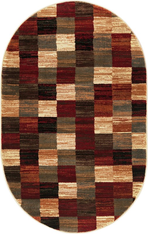 3' 1 x 5' 3 Corwin · Checkered rug, burgundy and brown