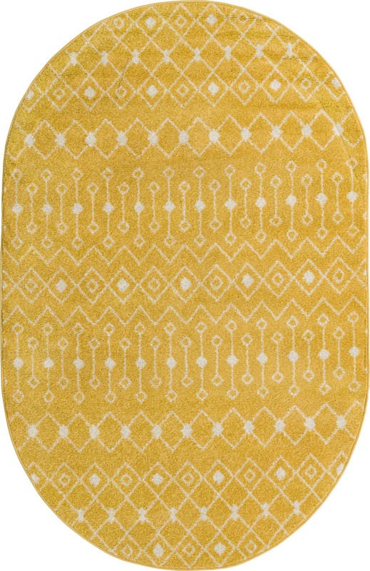 5' 3 x 8' Boswell · Geometric lattice rug, yellow and ivory