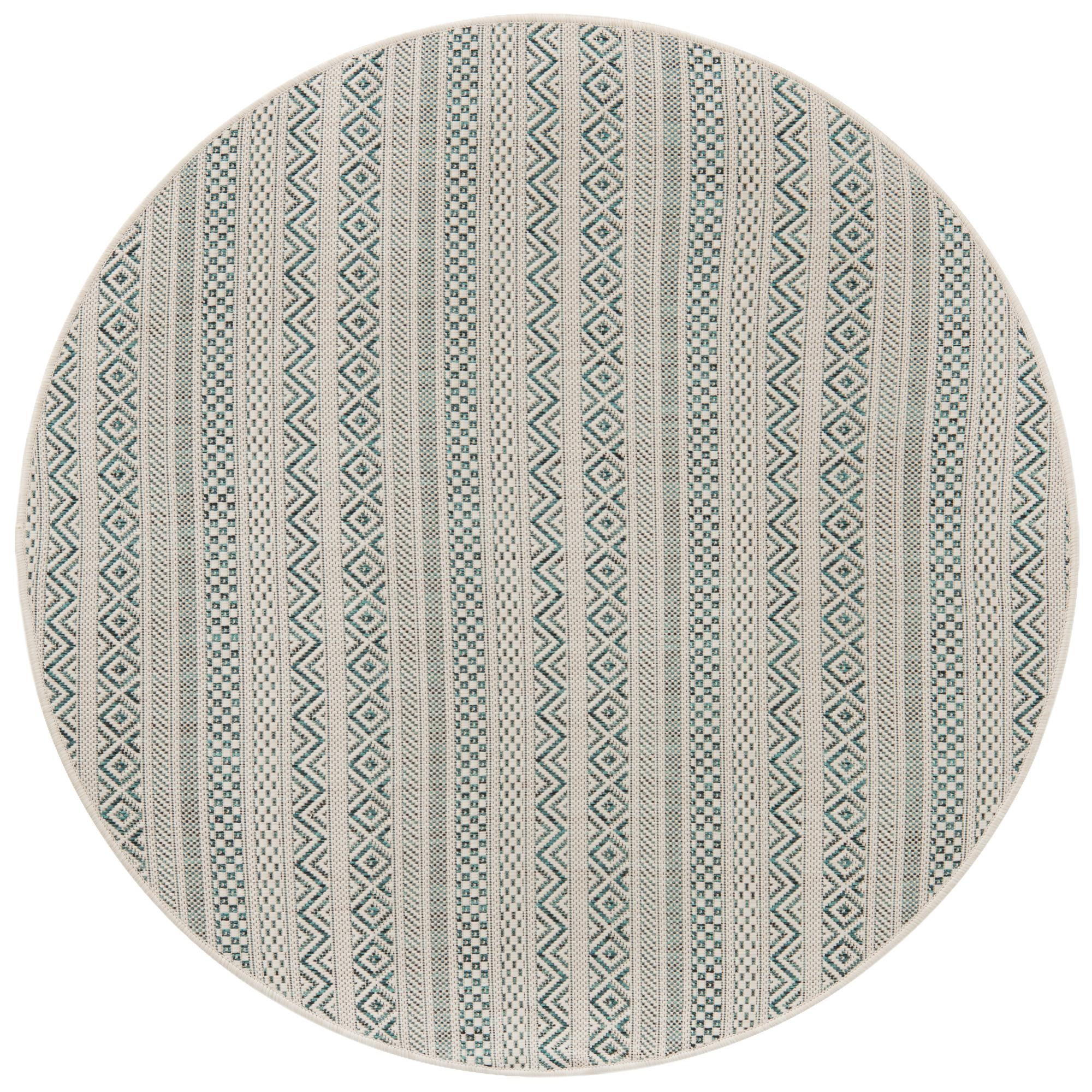 4' x 4' Merlin · Chevron Outdoor Rug, teal