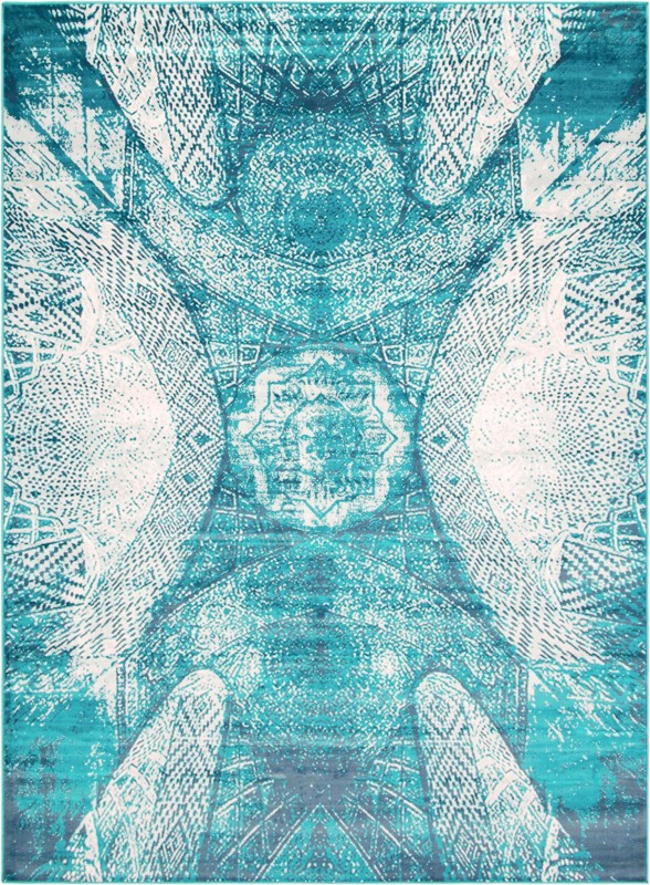 Blakemore · Abstract medallion rug, turquoise and ivory