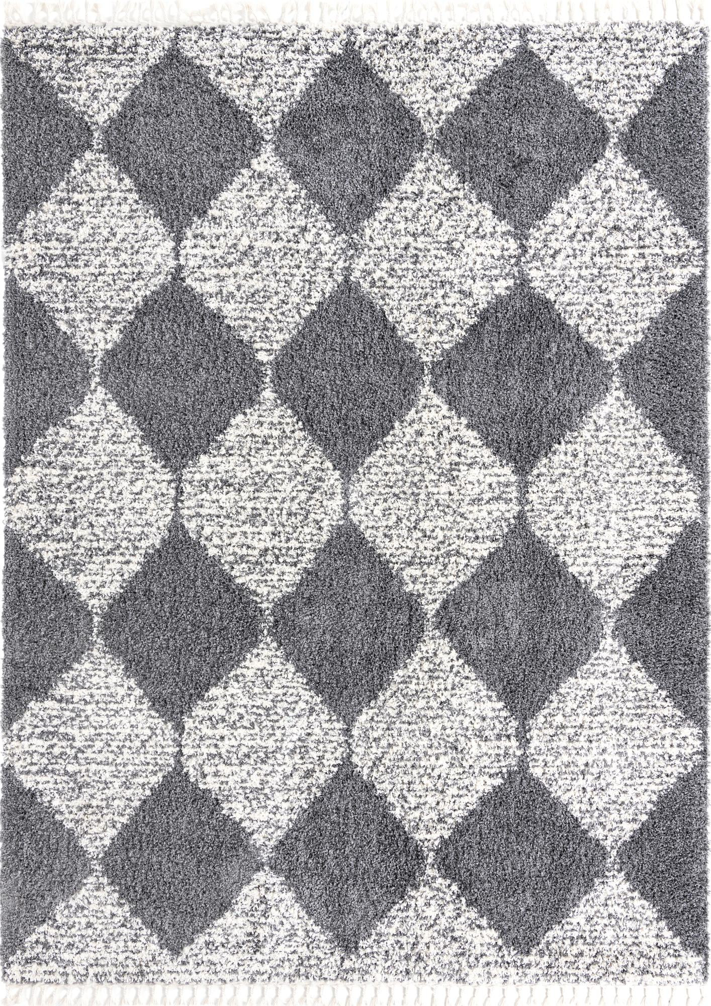 9' x 12' Newton · Diamond Shag Rug, gray