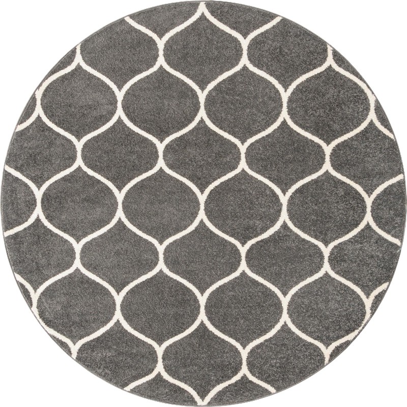 3' x 3' Ingram · Lattice rug, dark gray and ivory
