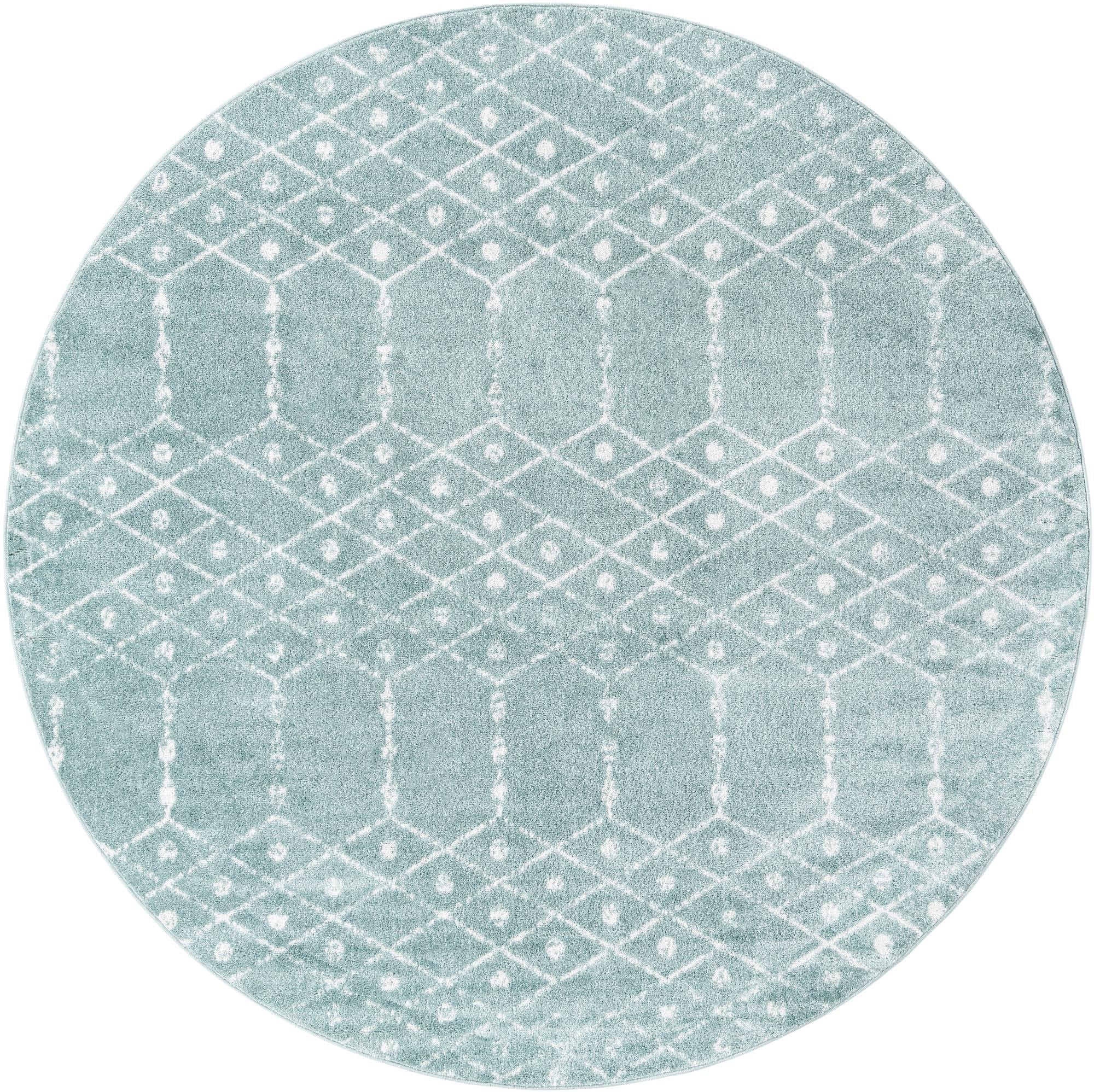 7' 10 x 7' 10 Newcomb · Diamond rug, aqua