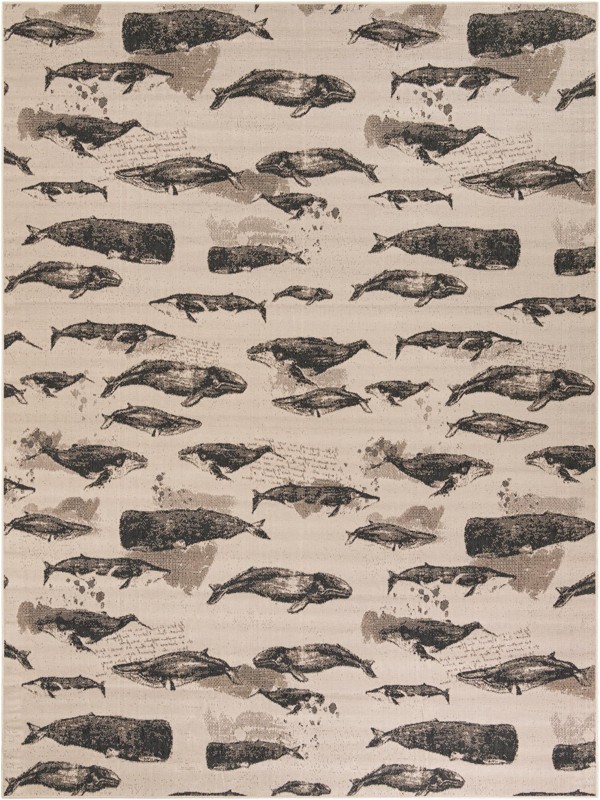 9' x 12' Cantrell · Whale Outdoor Rug, beige and black