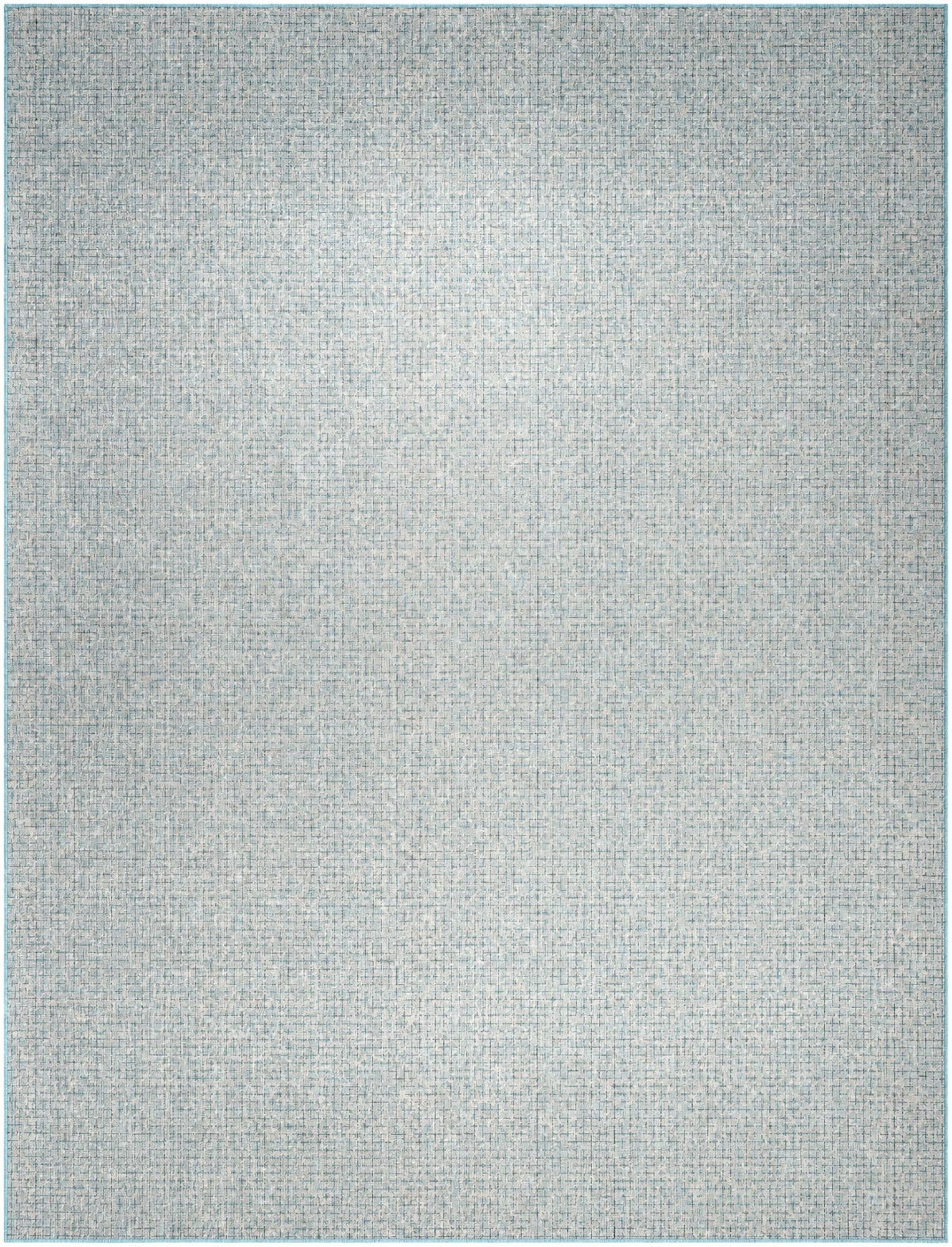 10' x 13' Loam · Grid Outdoor Rug, aqua blue
