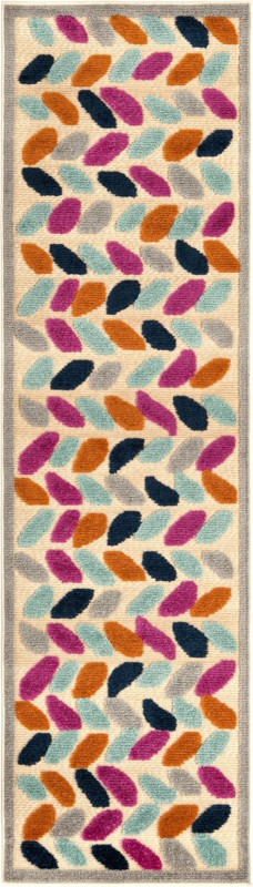 2' x 8' Boyd · Leaf Outdoor Rug, multicolor and beige