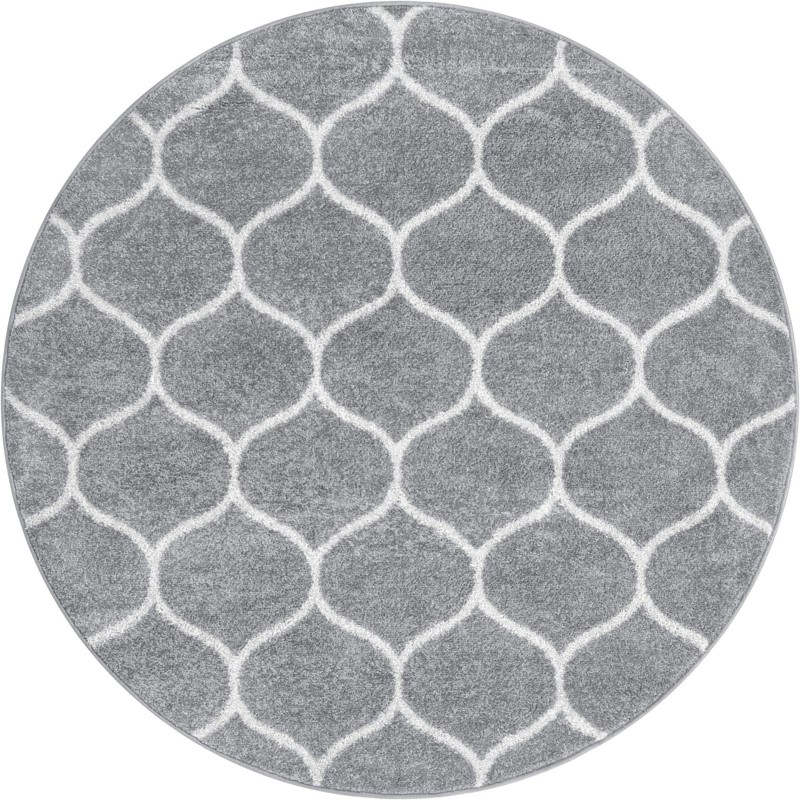 4' x 4' Ingram · Lattice rug, gray and ivory