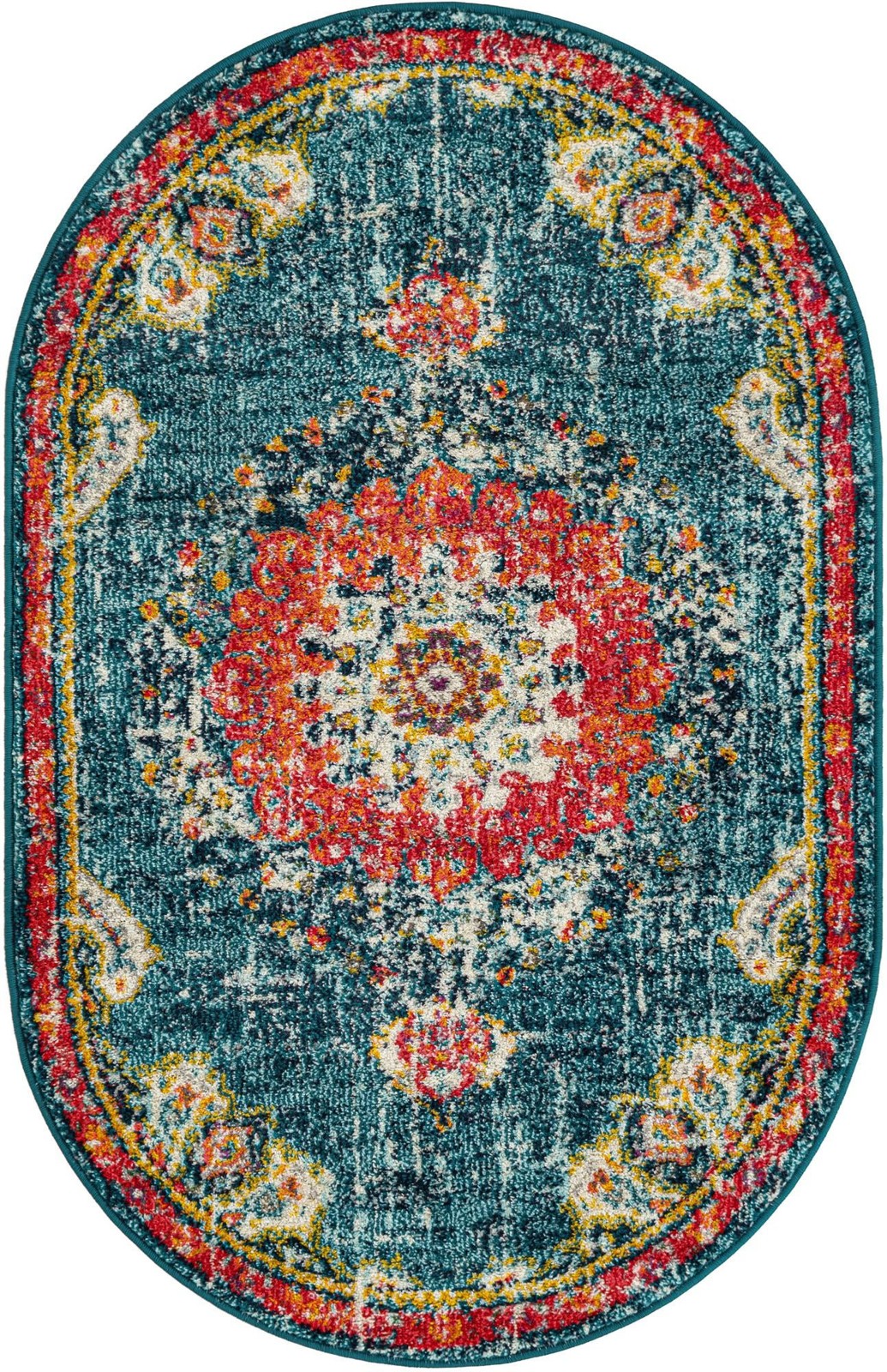 3' x 5' 3 Amberley · Medallion rug, navy and red