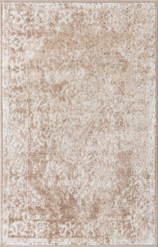 Curlew · Distressed medallion rug, beige and ivory