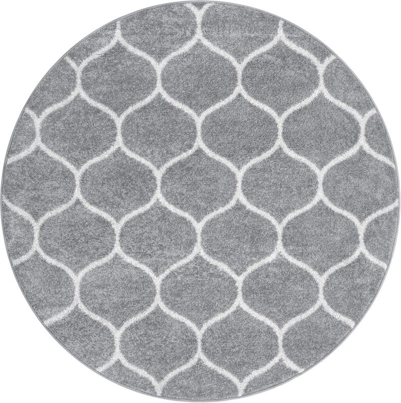 6' x 6' Ingram · Lattice rug, gray and ivory