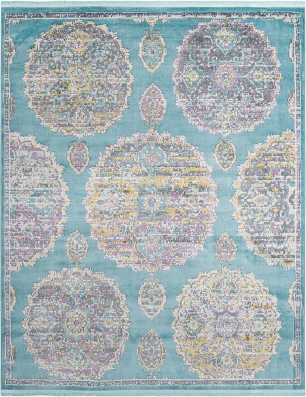 8' 2 x 10' Mather · Border rug, blue