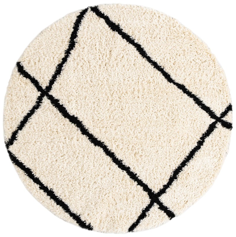 8' x 8' Rockingham · Diamond shag rug, pearl and black