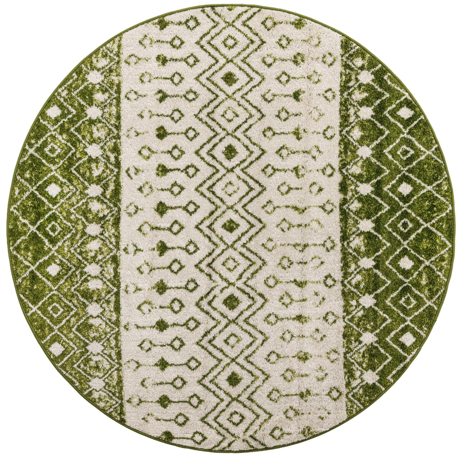 5' 3 x 5' 3 Vernon · Geometric rug, green and ivory