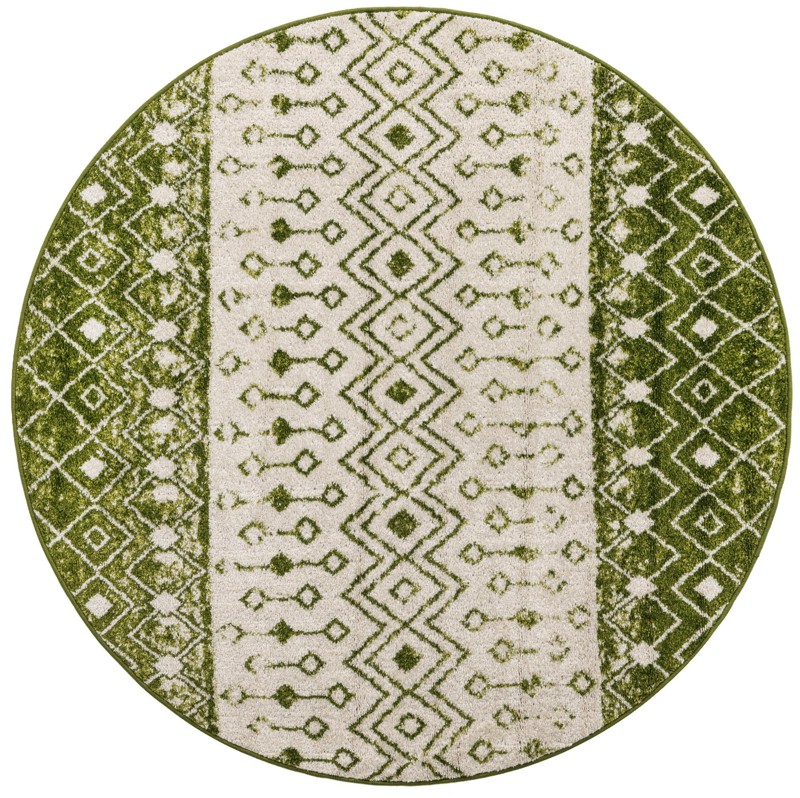5' 3 x 5' 3 Vernon · Geometric rug, green and ivory