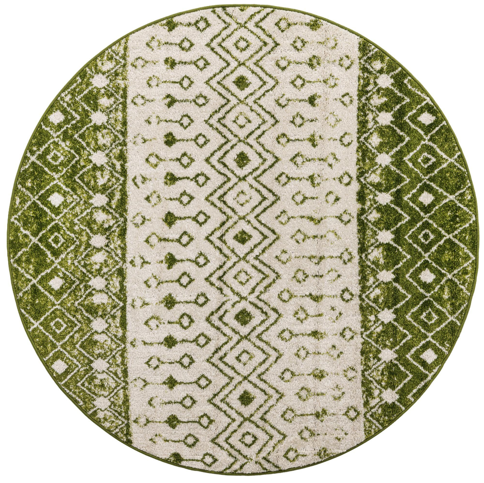 5' 3 x 5' 3 Vernon · Geometric rug, green and ivory