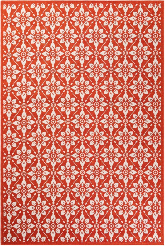 6' x 9' Selwyn · Floral trellis Outdoor Rug, rust and ivory